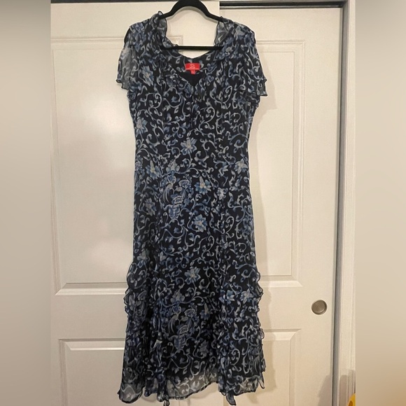Oscar an Oscar de la Renta Company Floral Print short sleeve midi cut Dress 12 - Picture 1 of 9